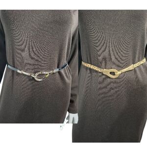 2 Elegant Belt Leather Strap Accessory Animal Print And Black Patent Size M M/L